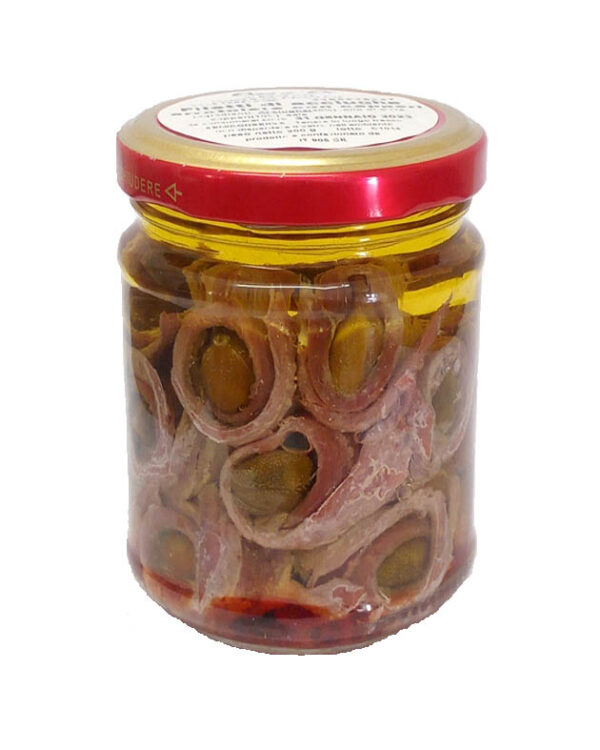 Filetti di acciuga in olio di oliva con capperi
