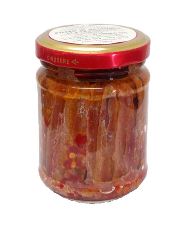 Filetti di acciuga in olio d'oliva al peperoncino
