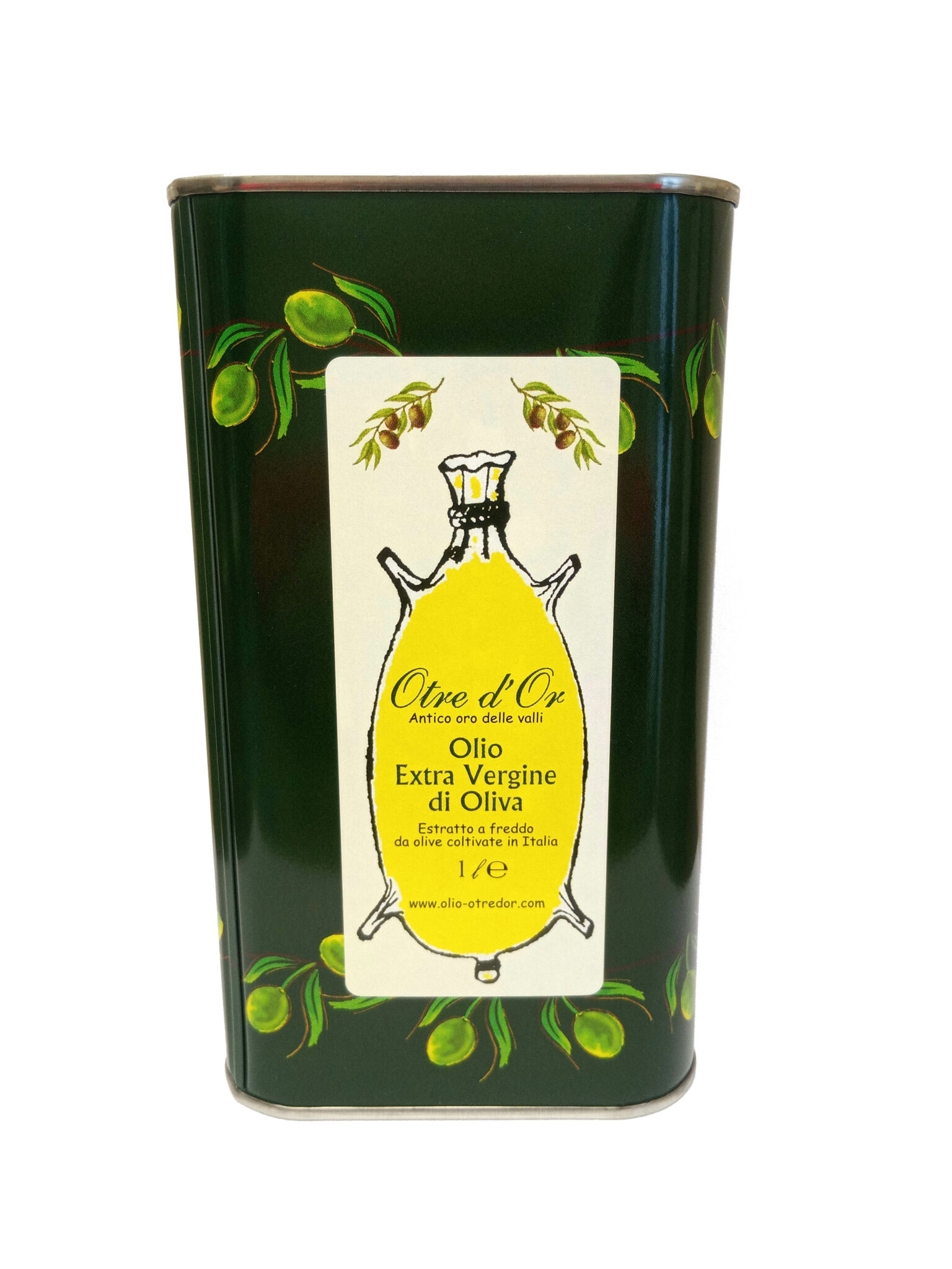 Latta Per Olio Di Oliva 10 Litri Verde Con Litografia Gocce Oro – Acquaverde (Contenitore Alimentare)